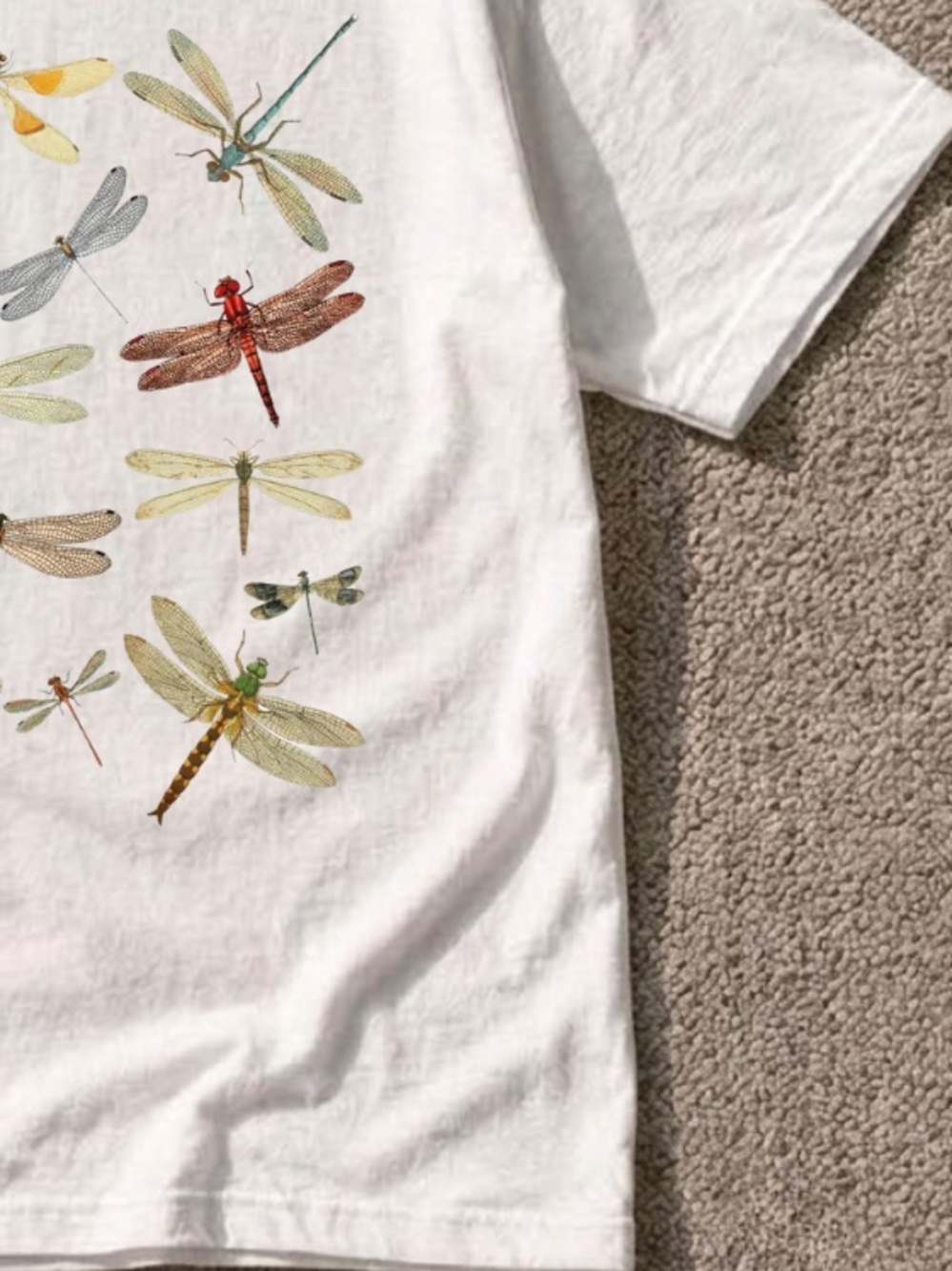 Vintage White Dragonfly Print Short Sleeve Tee Unisex Size L - Picture 3 of 3